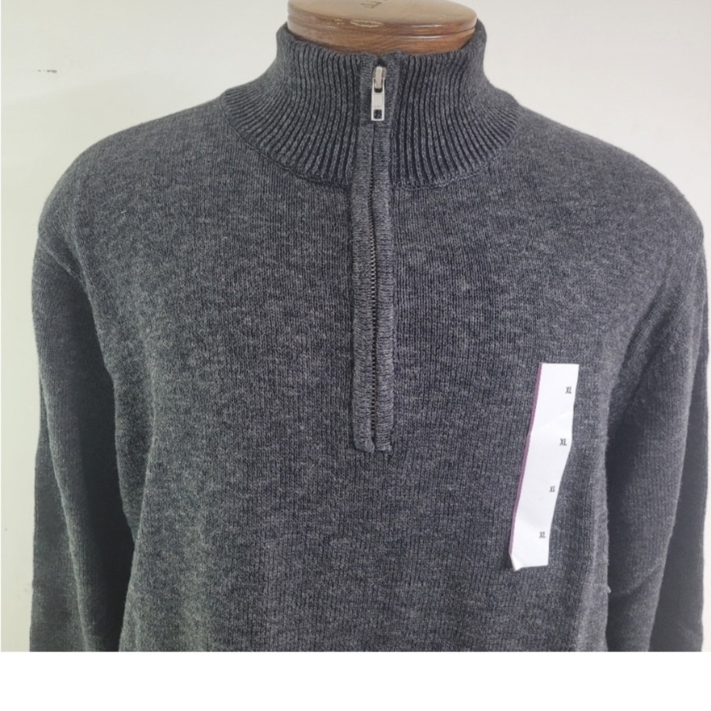 New! Men's Goodfellow 1/4 Zip Pullover Sweater Charcoal Heather Gray